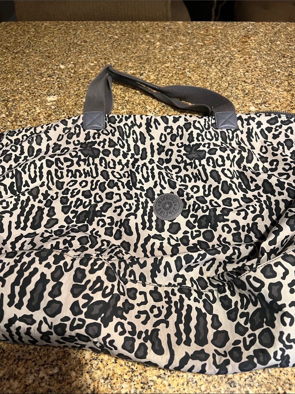 Kipling Black and White Leopard-Print Tote large tote overnight bag